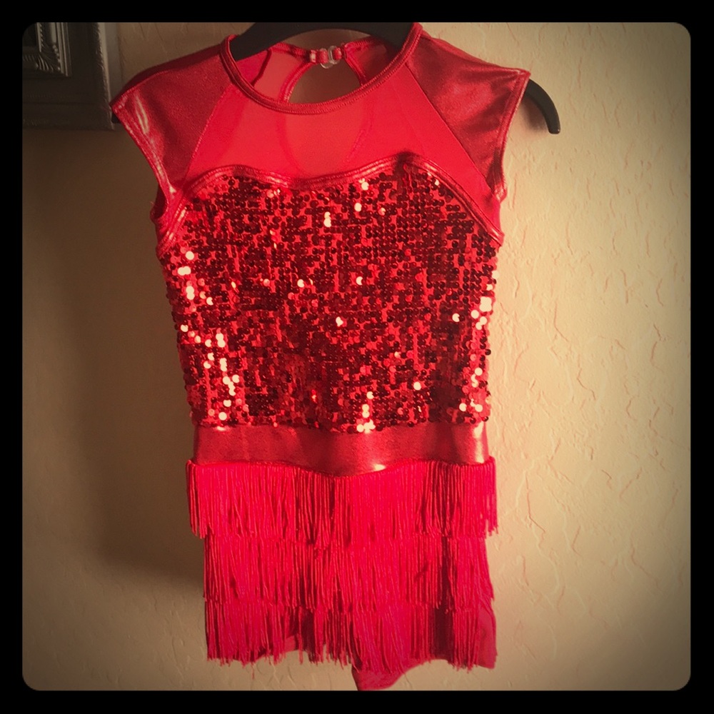 Red sequin leotard